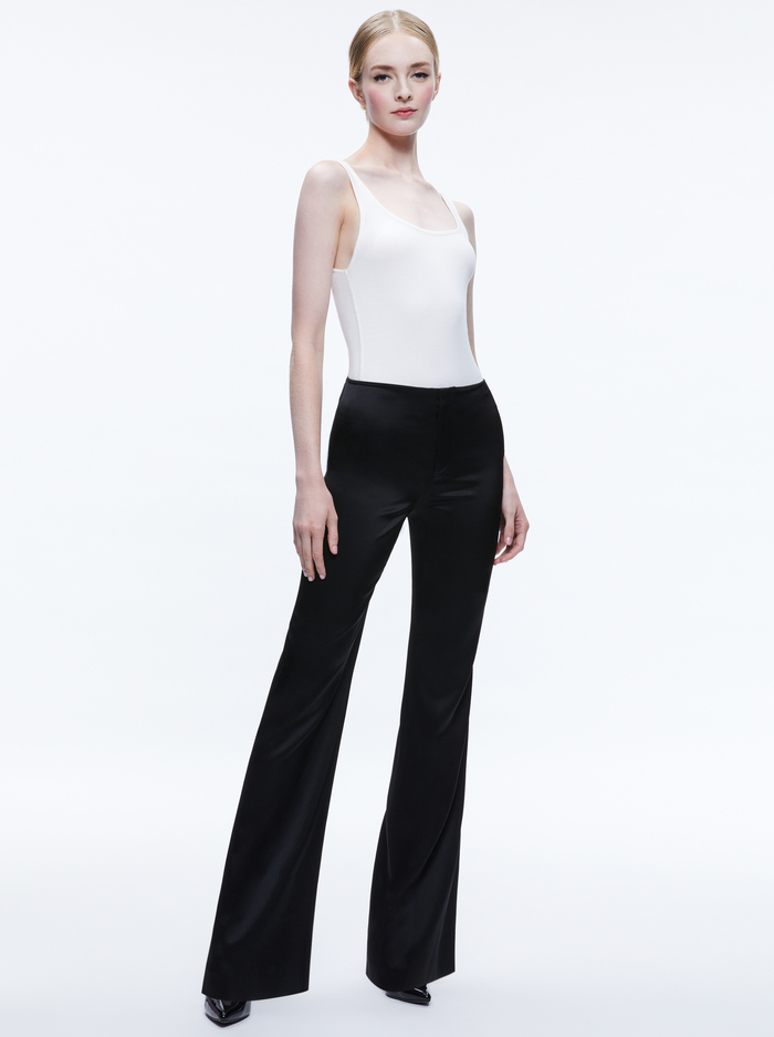TEENY SATIN BOOTCUT PANT - BLACK image 2 - Alice And Olivia