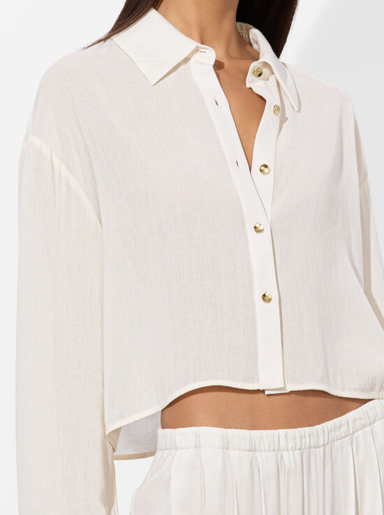 OFF WHITE-FINELY CROPPED BUTTON DOWN