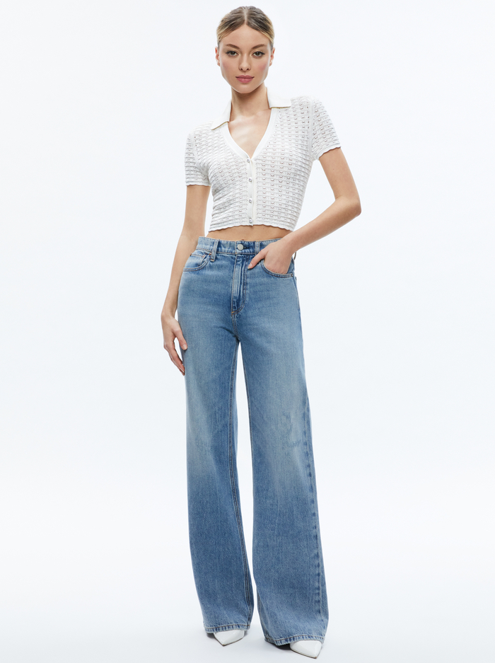 LINDA CROPPED POLO - SOFT WHITE image 1 - Alice And Olivia