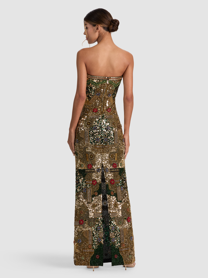 DELORA EMBELLISHED STRAPLESS GOWN - GOLD/MULTI image 2 - ALICE + OLIVIA