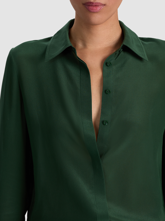 WILLA SILK BLOUSE - GREEN MYSTIQUE image 3 - Alice And Olivia