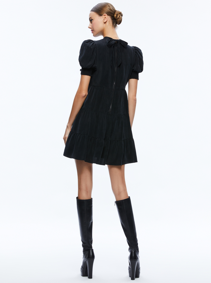 DORINE PUFF SLEEVE MINI DRESS - BLACK image 1 - Alice And Olivia