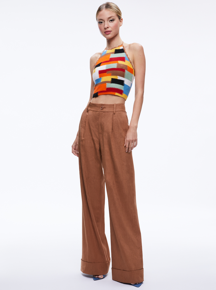 TOMASA CUFFED LINEN TROUSER - CAMEL image 2 - Alice And Olivia