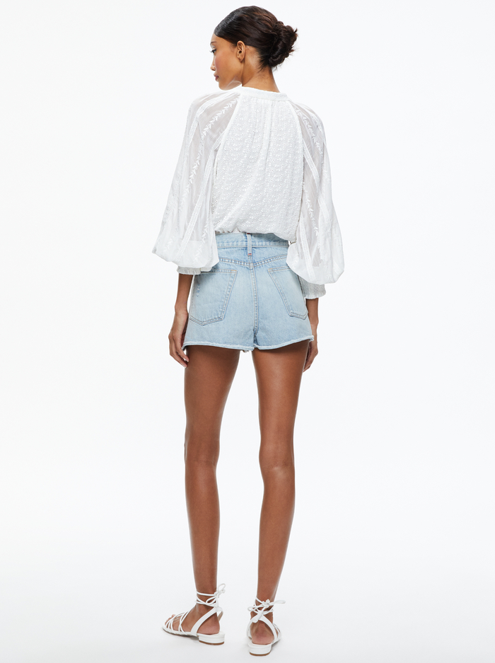 LANG EMBROIDERED BUTTON DOWN BLOUSE - WHITE image 1 - Alice And Olivia