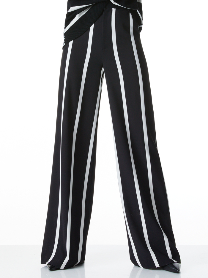 NUBIA WIDE LEG PANT - VERTICAL MODERN STRIPE - Alice And Olivia