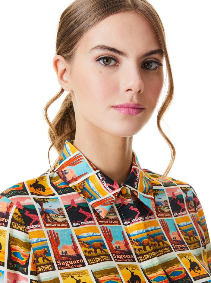 WILLA POSTCARD PRINTED BLOUSE - WESTERN POSTCARD image 3 - Alice And Olivia
