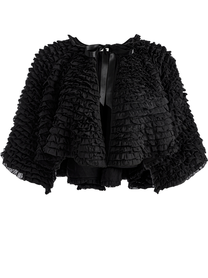 LOREE RUFFLE TIE FRONT CROPPED JACKET - BLACK image 5 - Alice And Olivia