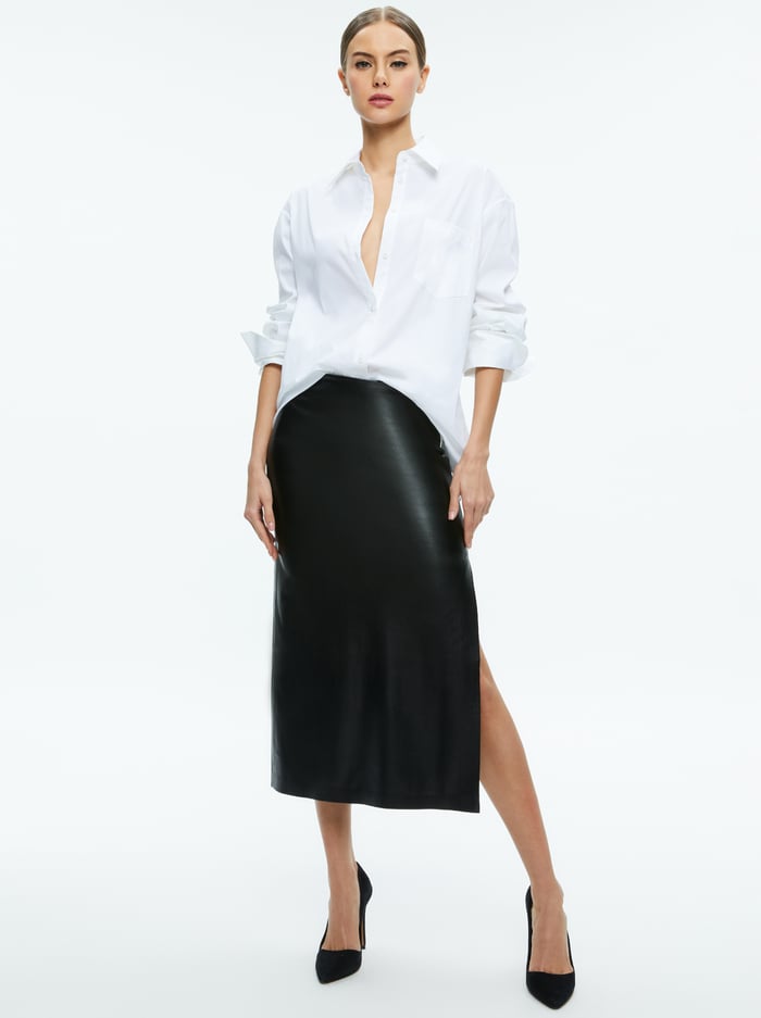 MAEVE VEGAN MIDI SKIRT - BLACK image 2 - Alice And Olivia