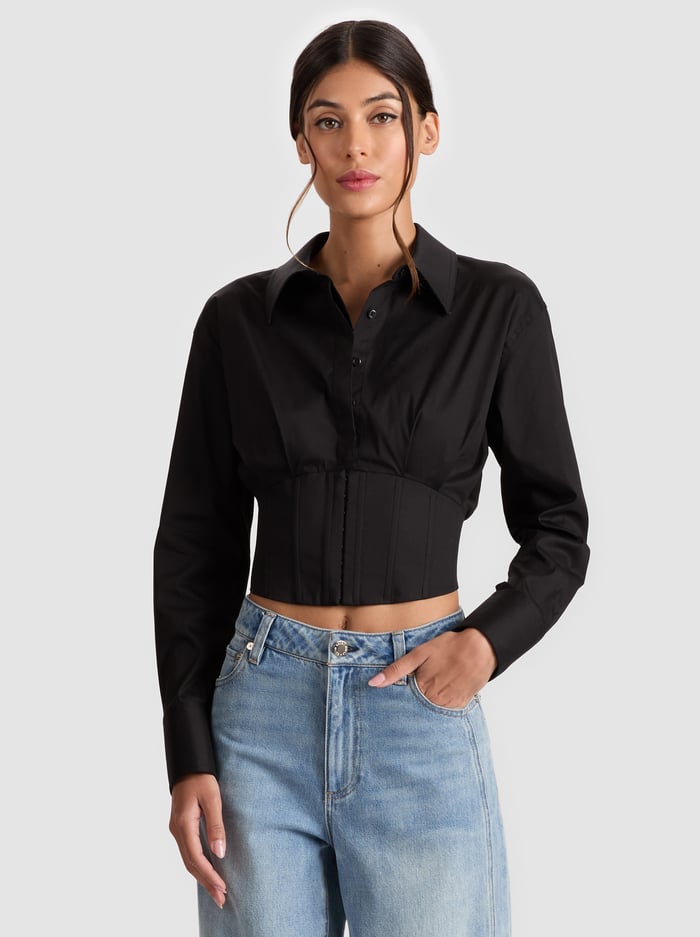 EDIE CORSET TOP - BLACK - Alice And Olivia