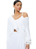 SYLVIE FUZZY CROPPED CARDIGAN - WHITE