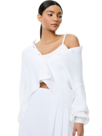 WHITE-SYLVIE FUZZY CROPPED CARDIGAN-