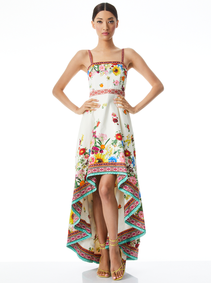 FLORENCE HIGH LOW GOWN - SUNDAY STROLL/MULTI image 2 - Alice And Olivia
