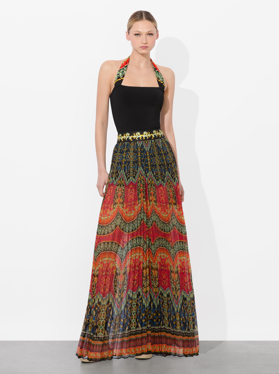 BLACK MULTI-LEE WOVEN STRAP HALTER TOP