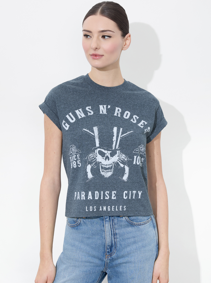 SHIRA TEE - CHARCOAL/WHITE - Alice And Olivia
