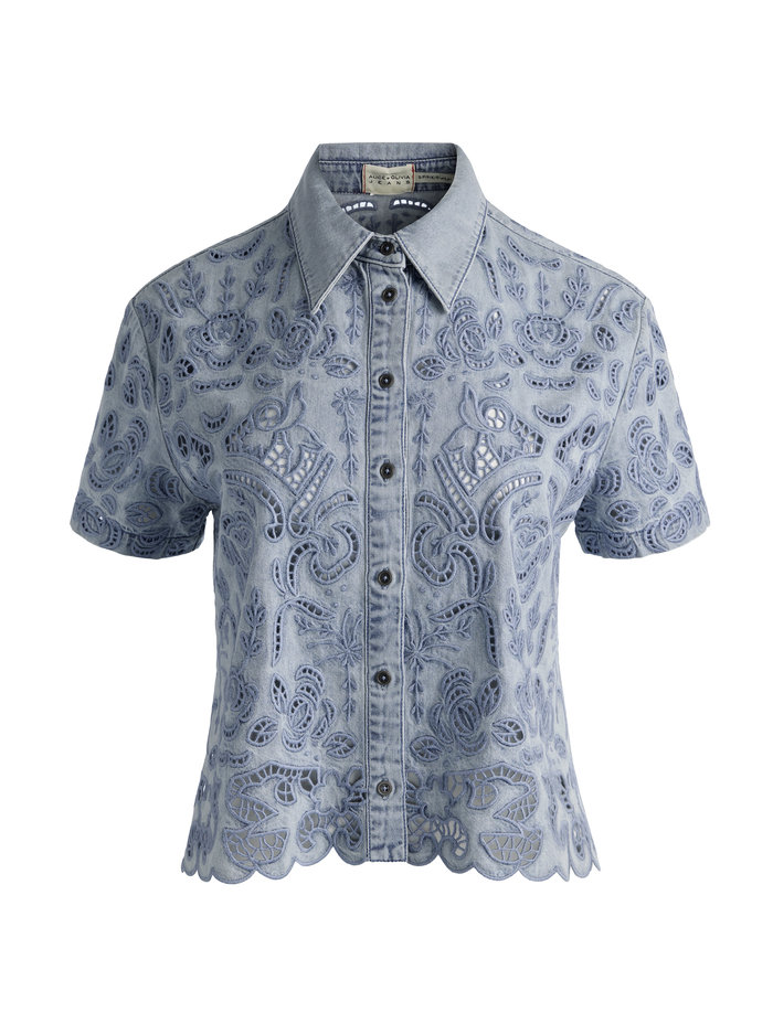 LANE DENIM BUTTON DOWN - SIERRA LIGHT BLUE image 5 - ALICE + OLIVIA