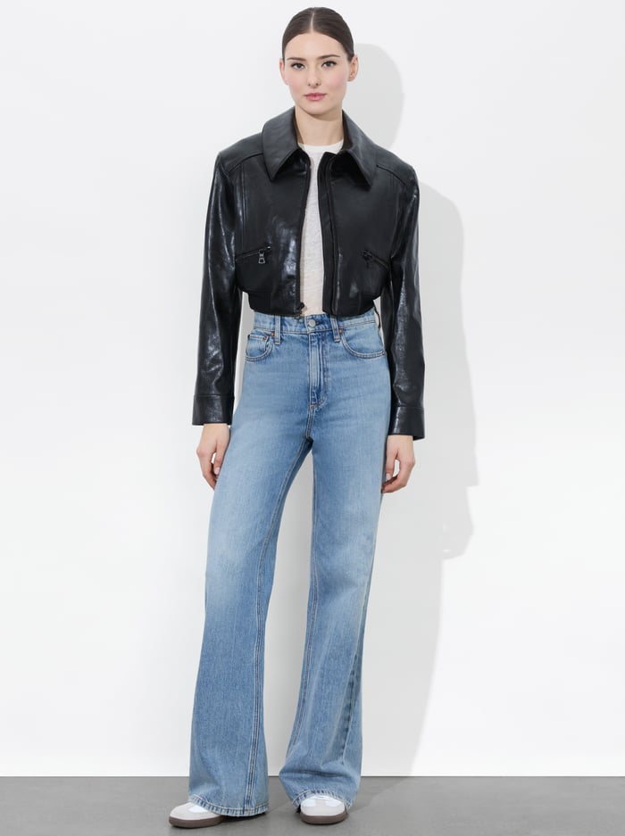 HYDE CROPPED VEGAN JACKET - BLACK image 4 - Alice And Olivia