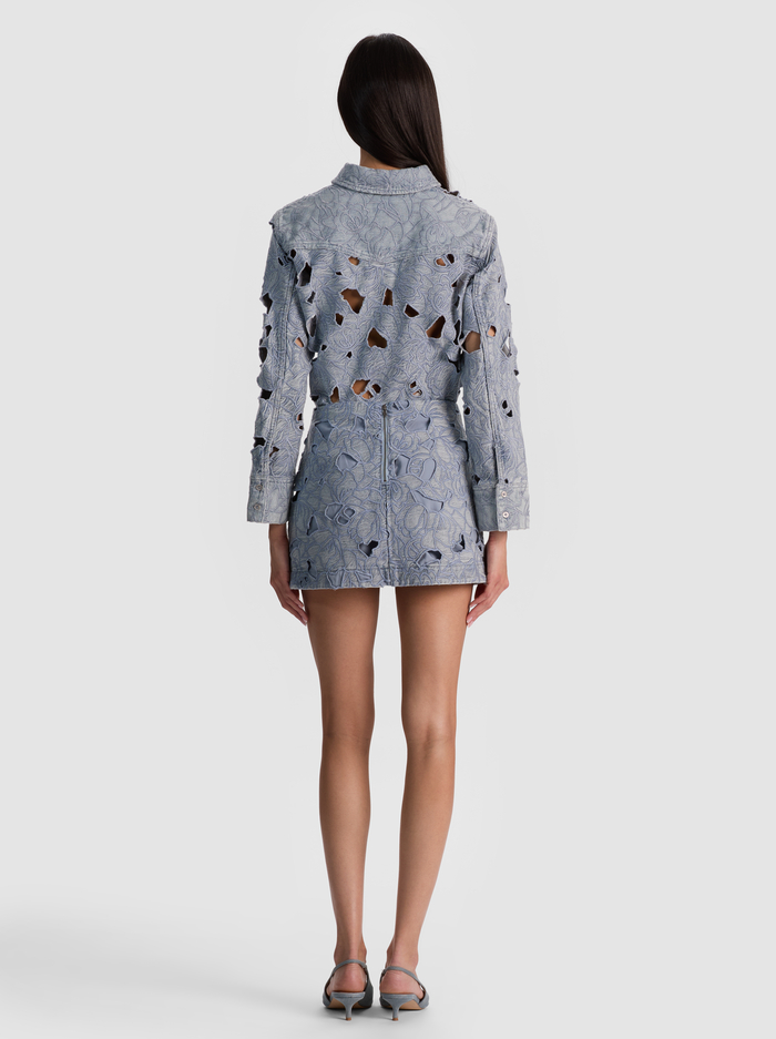 RUBI LASER-CUT DENIM SKIRT - ROCKSTAR BLUE image 2 - ALICE + OLIVIA