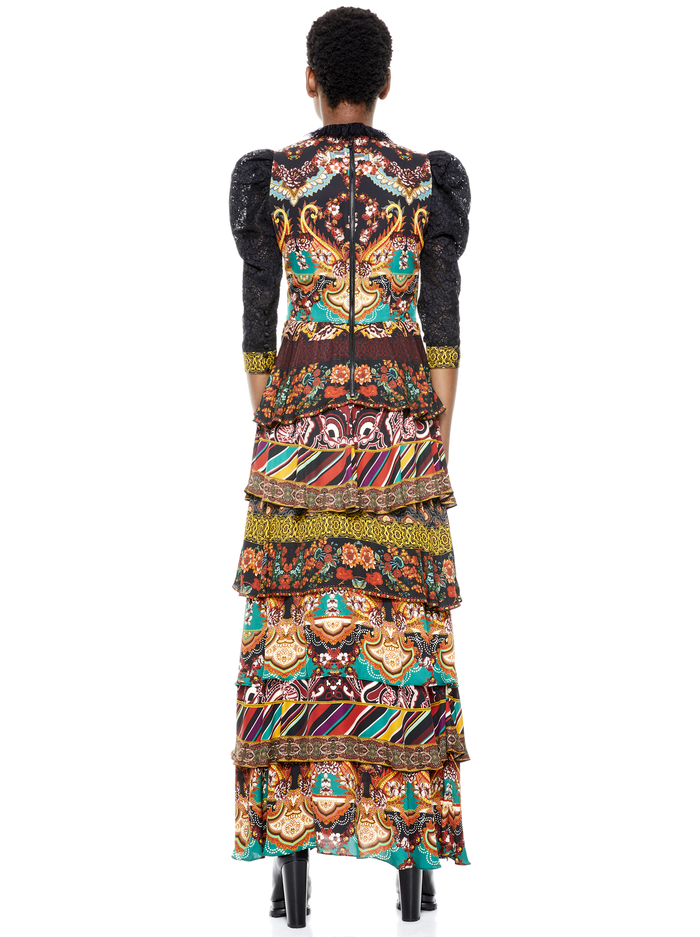 WILHEMINA TIERED MAXI DRESS - SPELLBOUND MULTI/BLACK image 1 - ALICE + OLIVIA