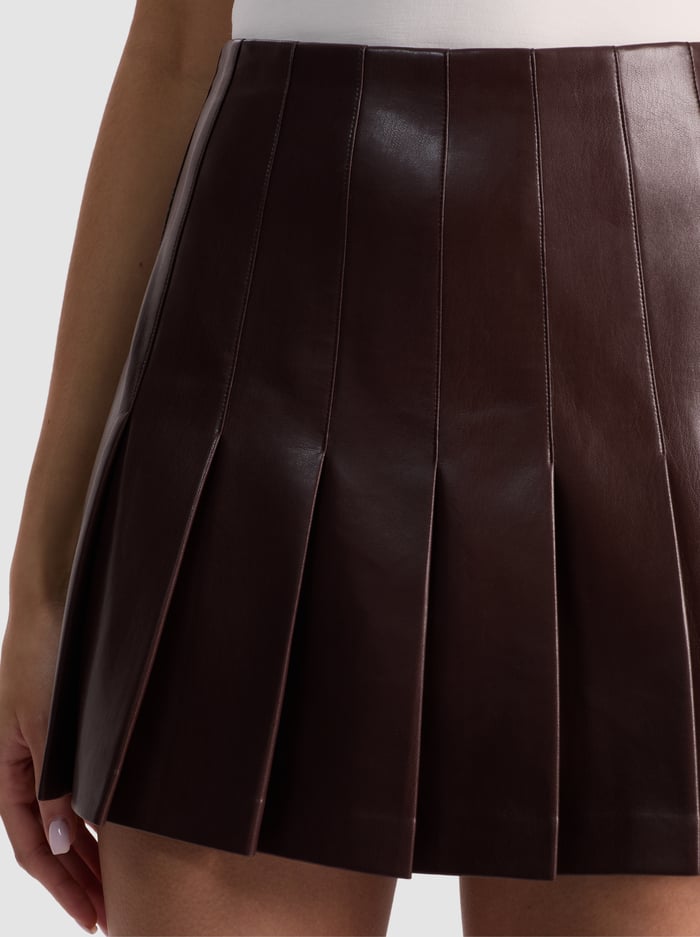 CARTER VEGAN MINI SKIRT - DARK CHOCOLATE image 3 - Alice And Olivia