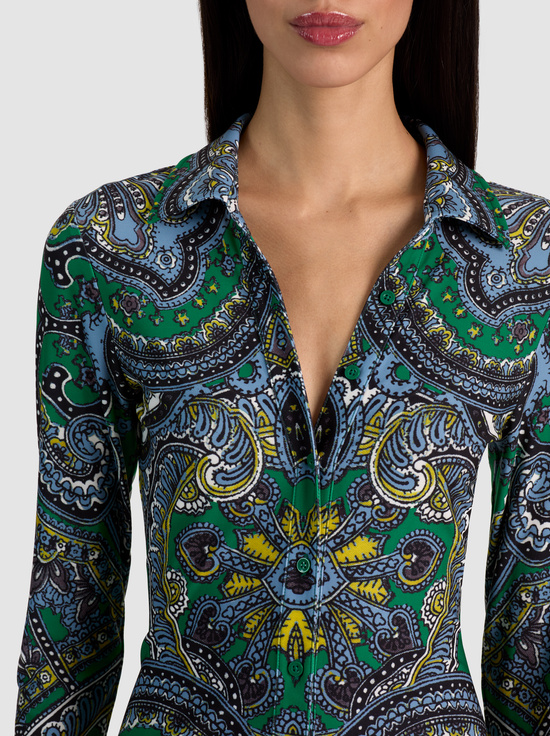BON VOYAGE DEEP EMERALD-FREYA BUTTON DOWN DRESS