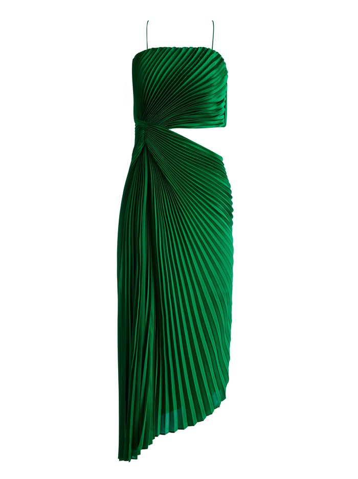 FAYETH CUT OUT ASYMMETRICAL HEM MIDI DRESS - EMERALD image 5 - Alice And Olivia