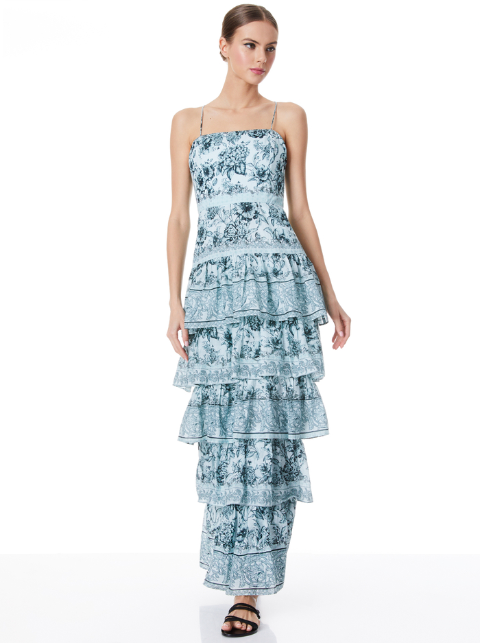 VALENCIA SPAGHETTI STRAP MAXI DRESS - JOURNEY FLORAL JULEP - Alice And Olivia