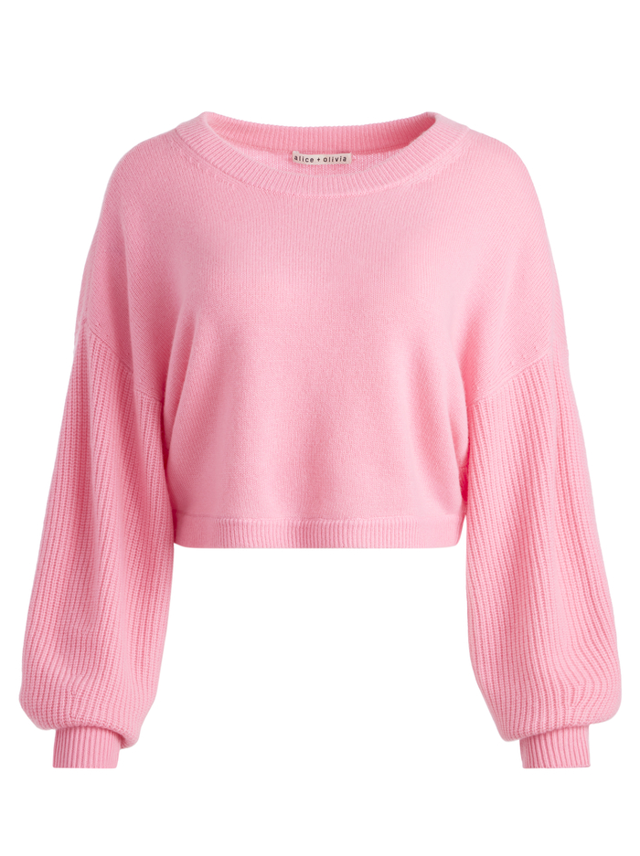 Posey Crewneck Sweater In Cherry Blossom | Alice And Olivia