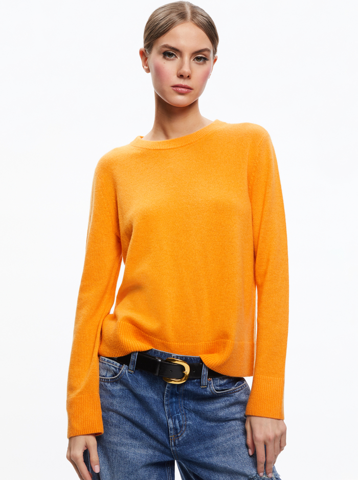 KRAVIT CREWNECK SWEATER - TANGERINE - Alice And Olivia