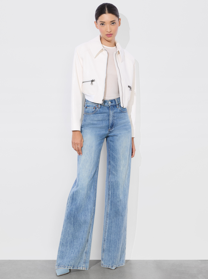 HYDE CROPPED VEGAN JACKET - OFF WHITE image 4 - Alice And Olivia