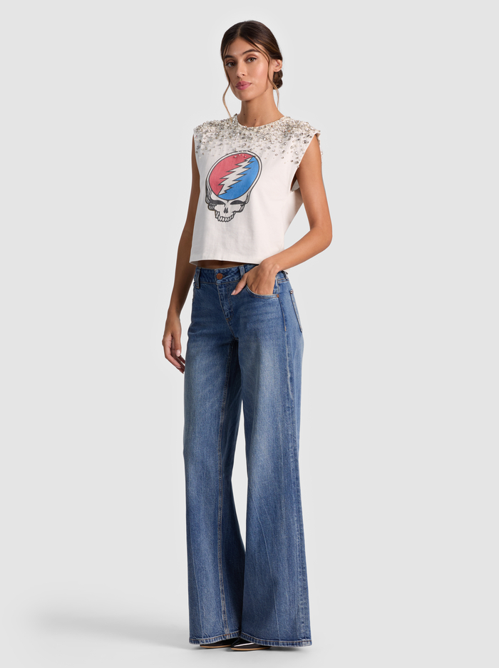 A+O X GRATEFUL DEAD MICAH MUSCLE TANK - OFF WHITE/MULTI image 5 - Alice And Olivia
