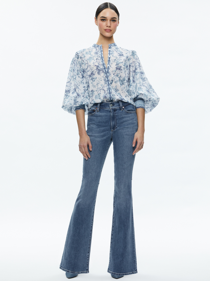 APRIL PLEATED BLOUSON SLEEVE TOP - JE L