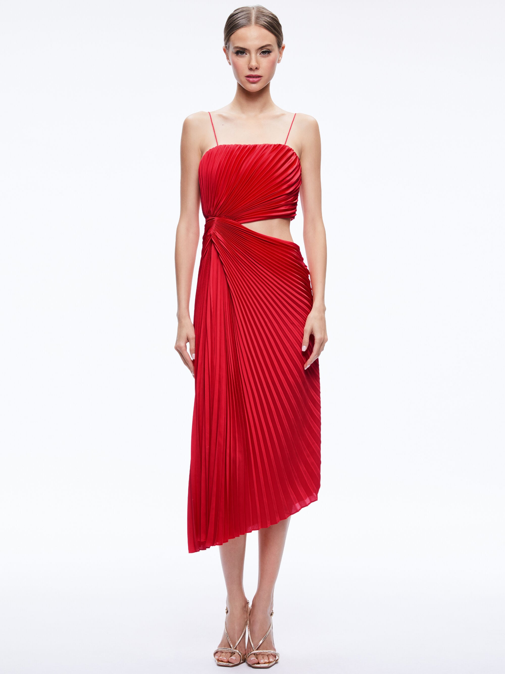 Asymmetrical midi dress with cutout