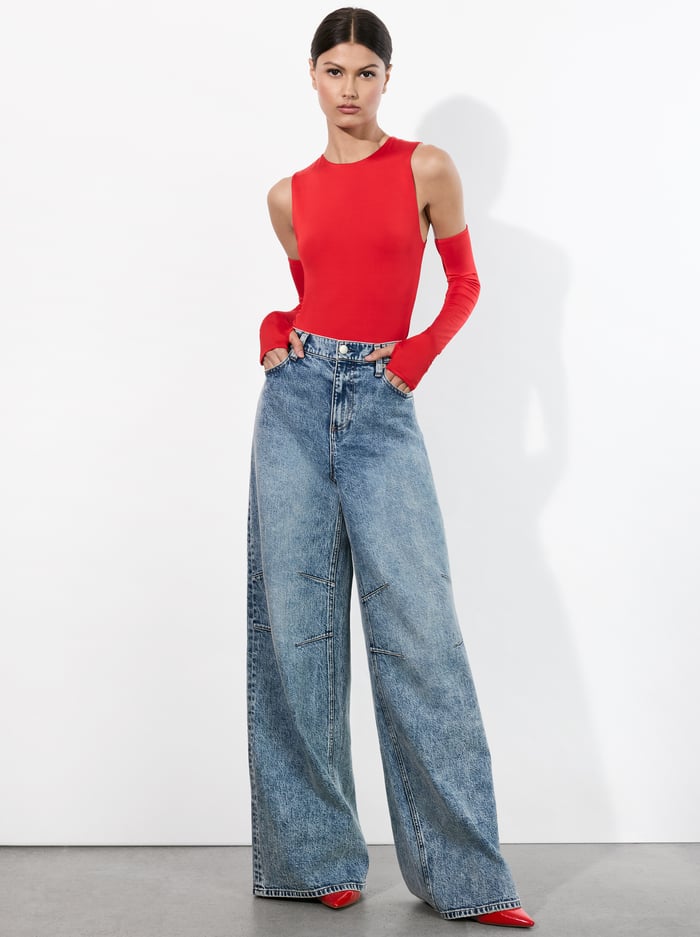 OLEA SCULPTING BODYSUIT - BRIGHT RUBY image 4 - Alice And Olivia