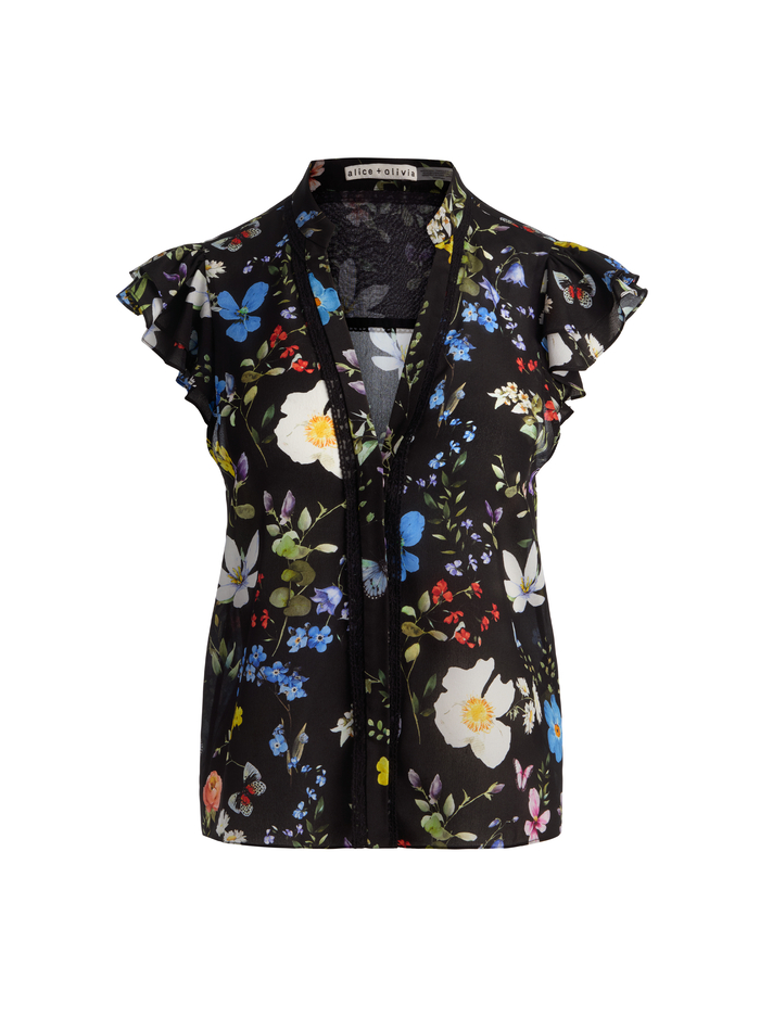 ARLETTE SILK BLOUSE - TWISTING VINES BLACK image 5 - ALICE + OLIVIA