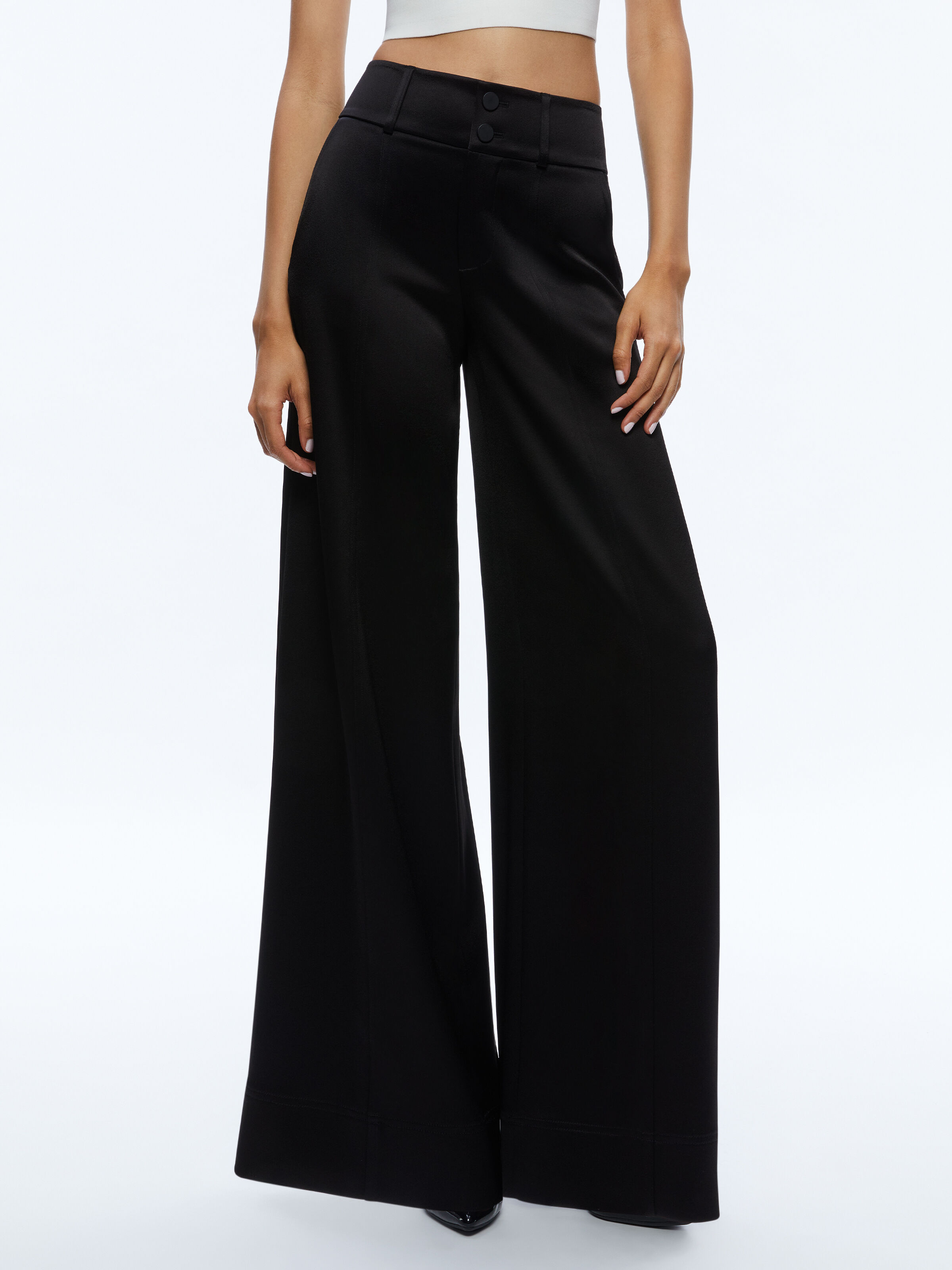 Mame High Rise Wide Leg Pant In Black Alice And Olivia