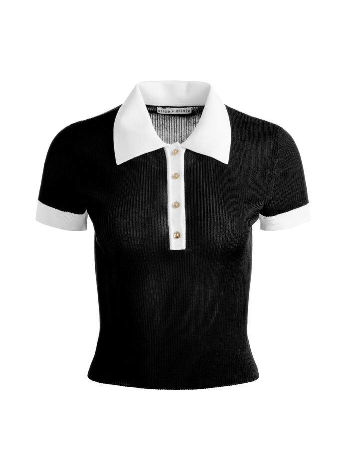 MARTHA POLO - BLACK/SOFT WHITE image 5 - Alice And Olivia