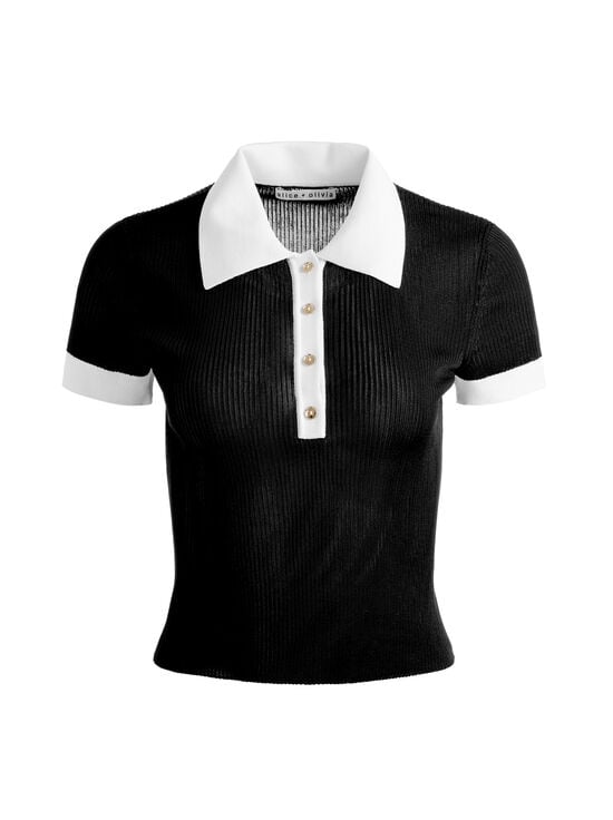BLACK/SOFT WHITE-MARTHA POLO