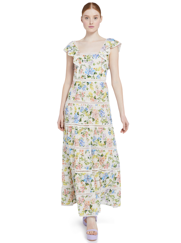 ILANA FLORAL RUFFLE MAXI DRESS - GARDENIA image 4 - Alice And Olivia