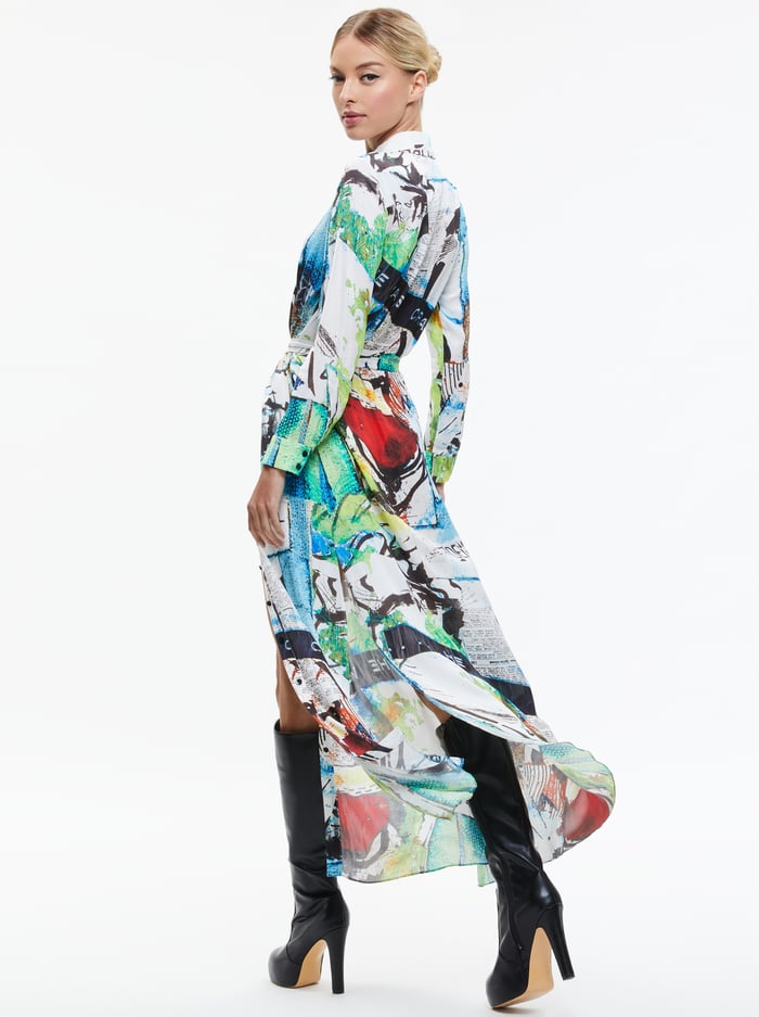 A+O X BASQUIAT CHASSIDY MAXI SHIRT DRESS - CONFIDENTIAL image 1 - Alice And Olivia