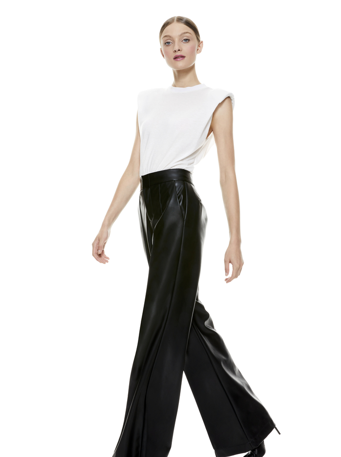 Dylan High Waisted Wide Leg Pant In Vegan Leather | Alice And Olivia