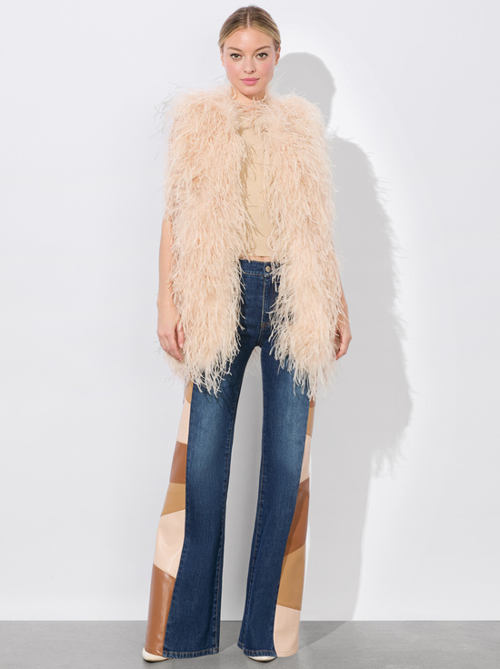 CHAMPAGNE-CHANDA OVERSIZED FEATHER VEST