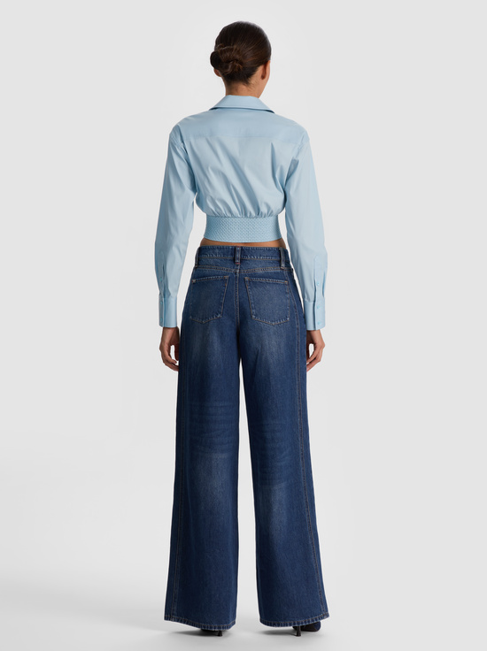 CAROLINA BLUE-EDIE CORSET BUTTON DOWN