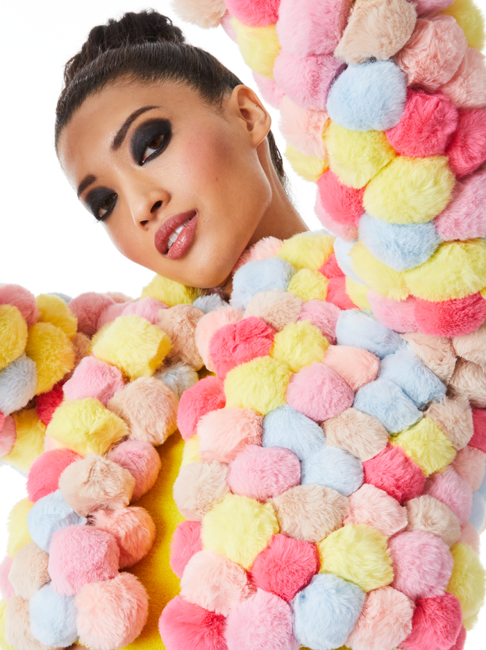 FAWN POM POM JACKET - MULTI image 3 - Alice And Olivia