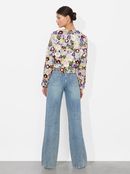 CHAMPAGNE/MULTI-KIDMAN EMBELLISHED TWEED JACKET