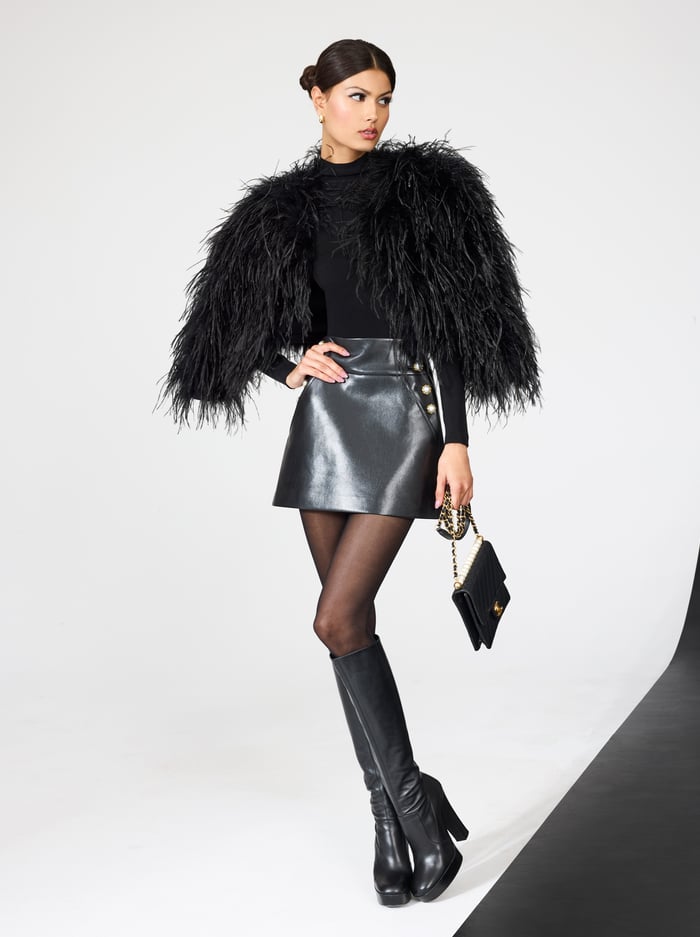 DONALD VEGAN MINI SKIRT - BLACK image 1 - Alice And Olivia