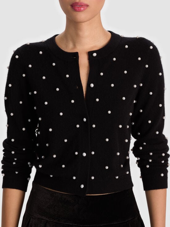 BLACK-DOLLIE EMBELLISHED CARDIGAN