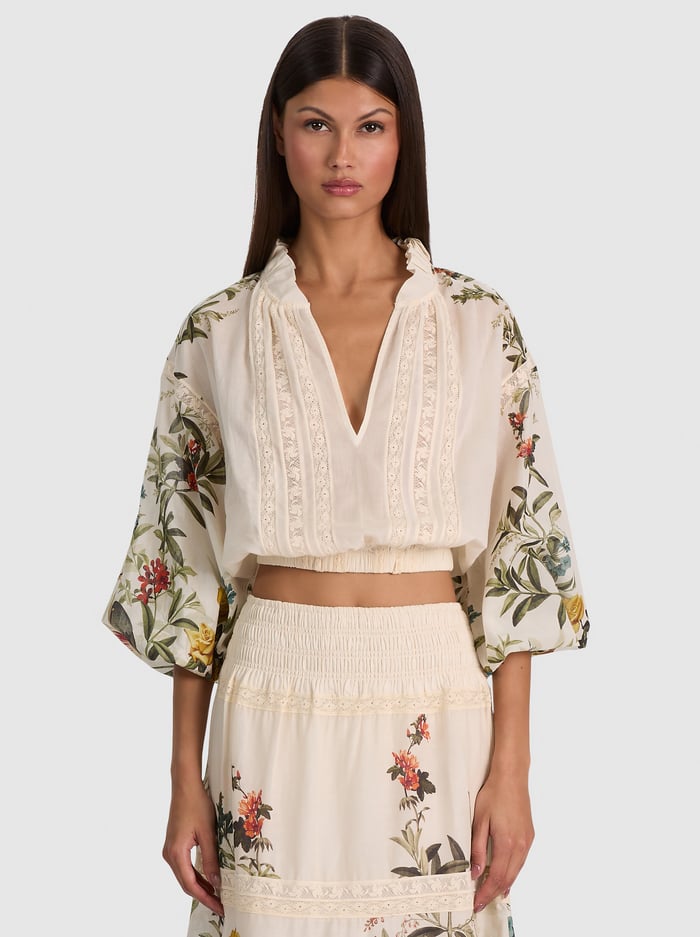 CASSIE EMBROIDERED BLOUSE - DESERT SPRIGS VANILLA - ALICE + OLIVIA