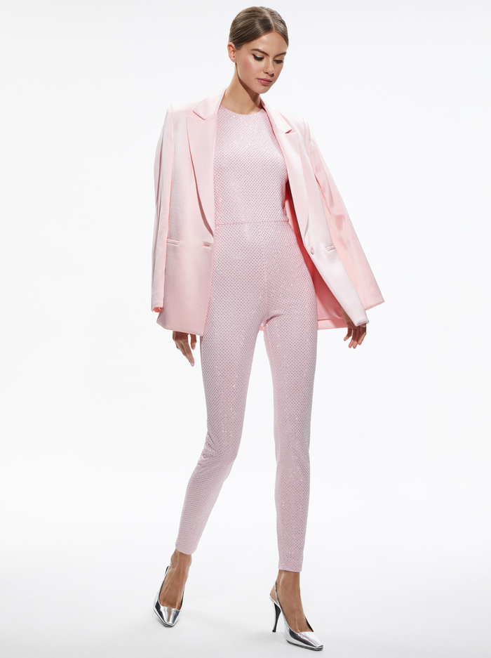 FREDDIE CREWNECK EMBELLISHED CATSUIT - PETAL/SILVER image 4 - ALICE + OLIVIA