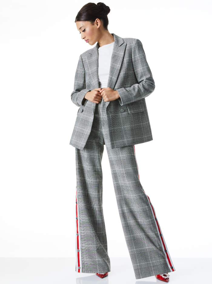 ARIAS LINEN BLAZER - BLACK/OFF WHITE image 2 - Alice And Olivia