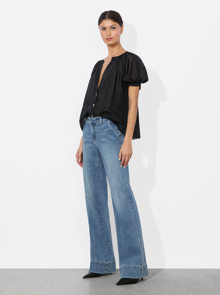 THALIA BUTTON DOWN BLOUSE - BLACK image 4 - Alice And Olivia